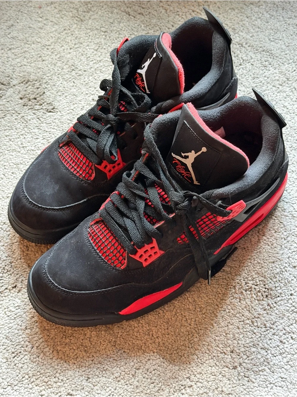 Jordan Men’s Black and Red Athletic Sneakers-Size 11